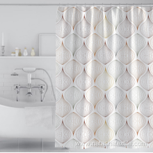 Simple non-perforated printed polyester shower curtain